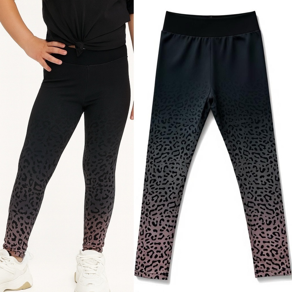 439 ZARA | EUC Girls Leopard Ombre Black Pink Leggings (Size 10/CM140)